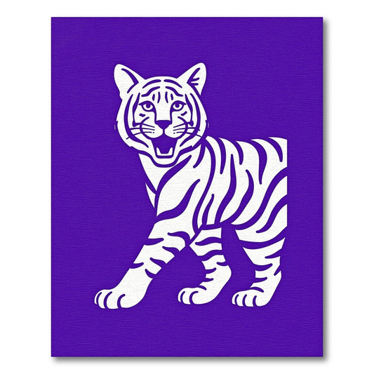 Vibrant Purple Tiger Roaring Rug