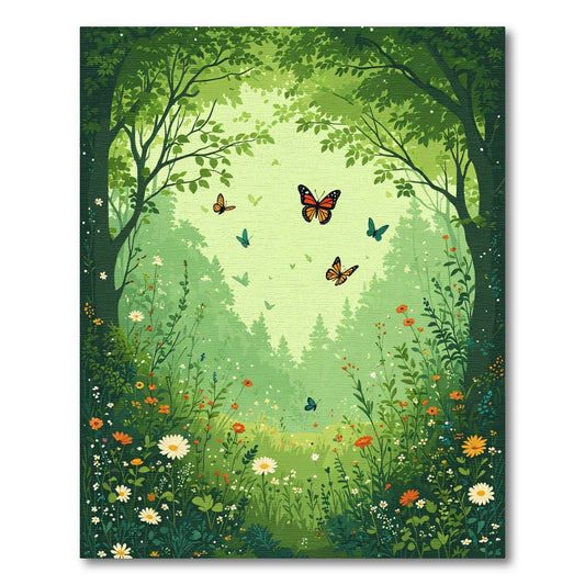 Enchanted Forest Monarch Butterfly Meadow Rug