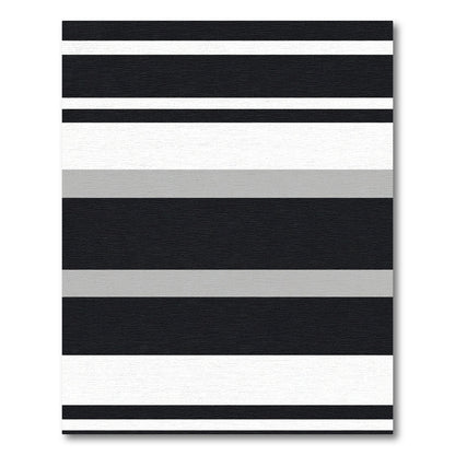 Modern Black White Gray Stripe Rug