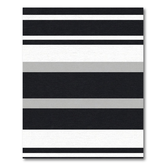 Modern Black White Gray Stripe Rug