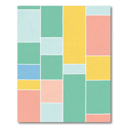Pastel Color Block Rectangles Rug