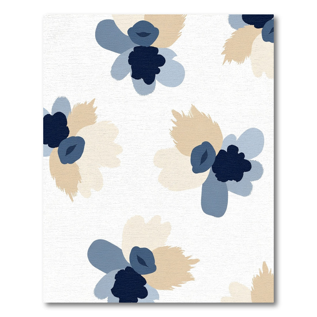 Earthy Beige Blue Abstracted Floral Rug