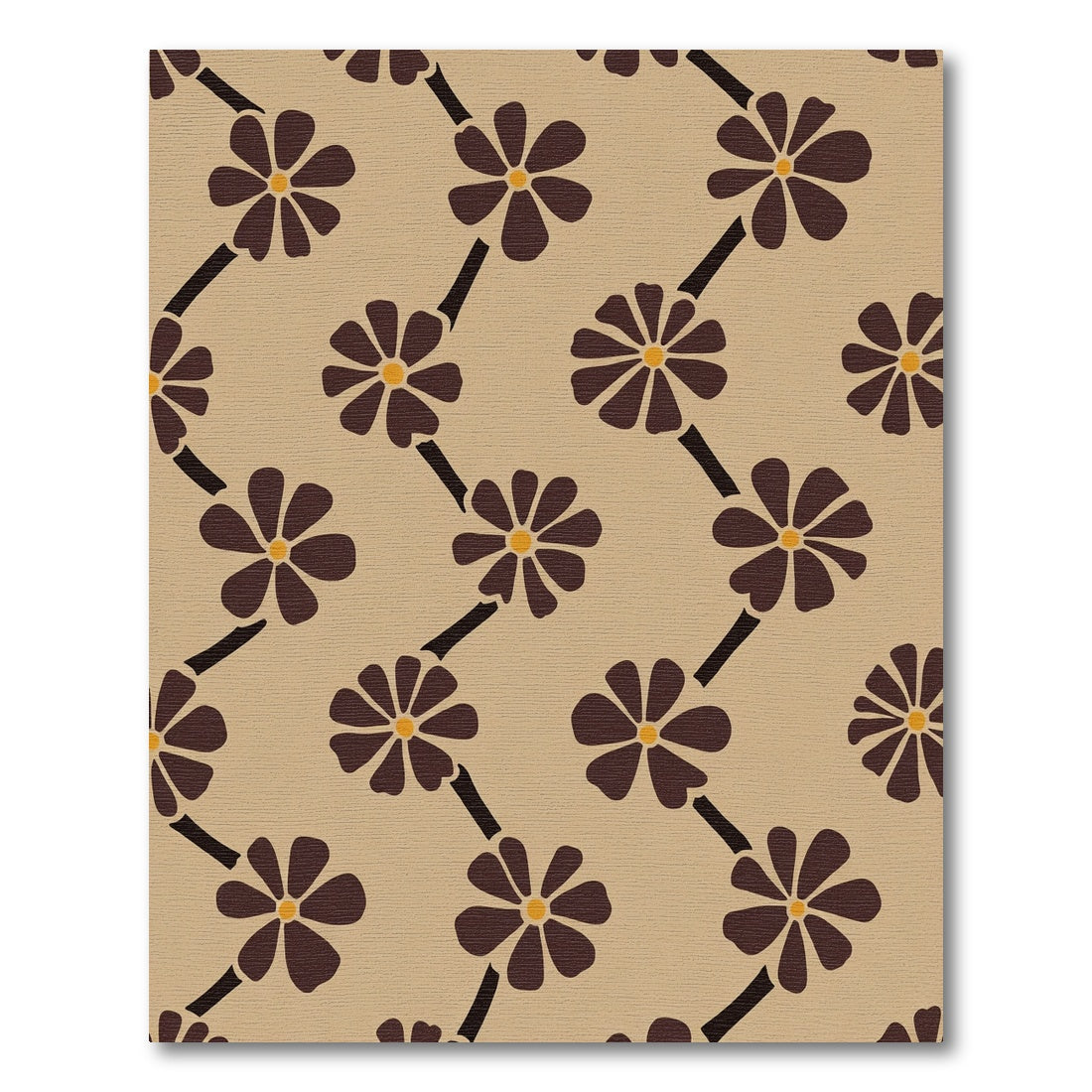 Brown Floral Vine Zigzag Rug