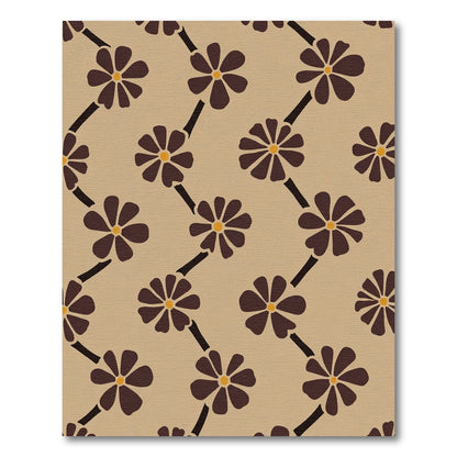 Brown Floral Vine Zigzag Rug