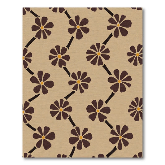 Brown Floral Vine Zigzag Rug