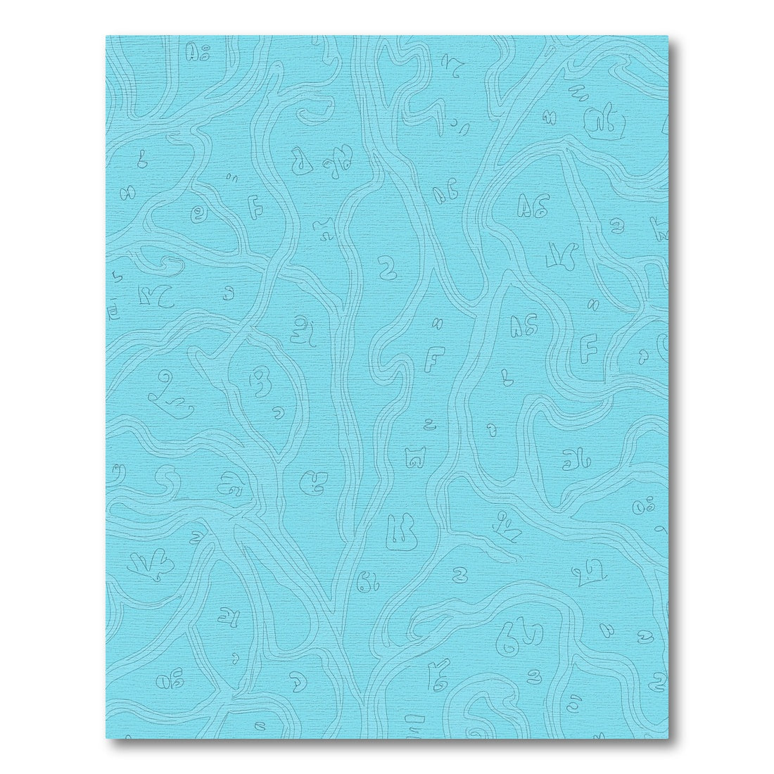 Teal Abstract Contour Alphabet Flow Rug