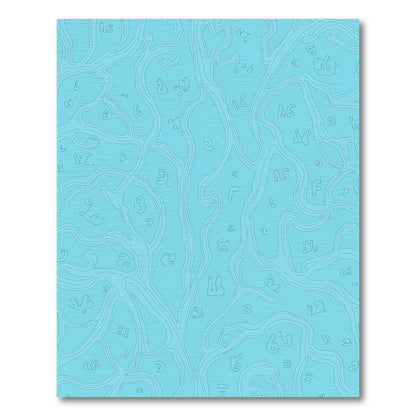 Teal Abstract Contour Alphabet Flow Rug