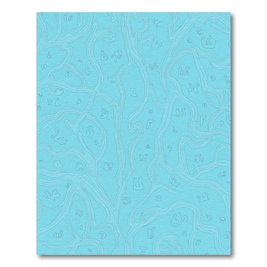 Teal Abstract Contour Alphabet Flow Rug