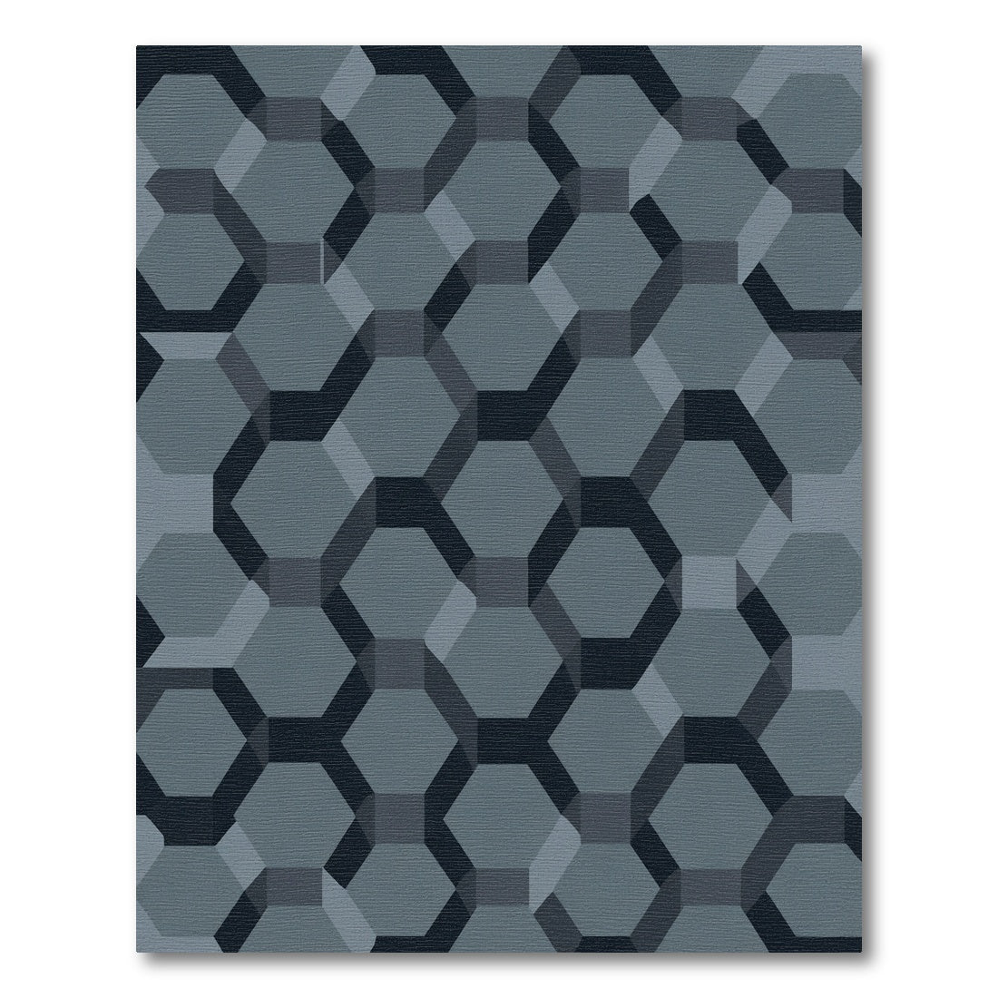 Deep Gray 3D Hexagon Weave Rug