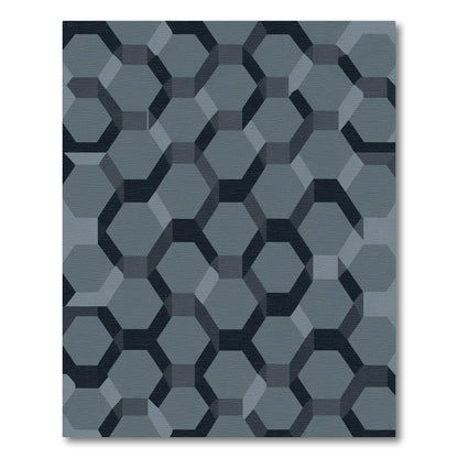 Deep Gray 3D Hexagon Weave Rug