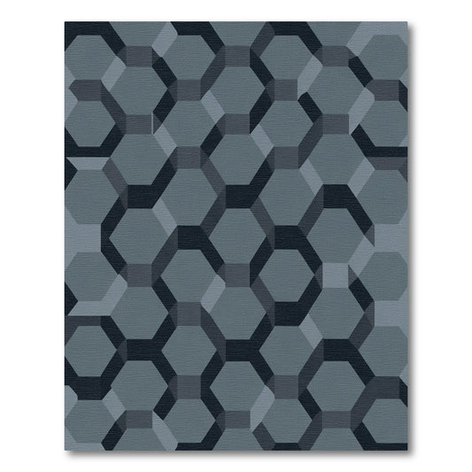 Deep Gray 3D Hexagon Weave Rug
