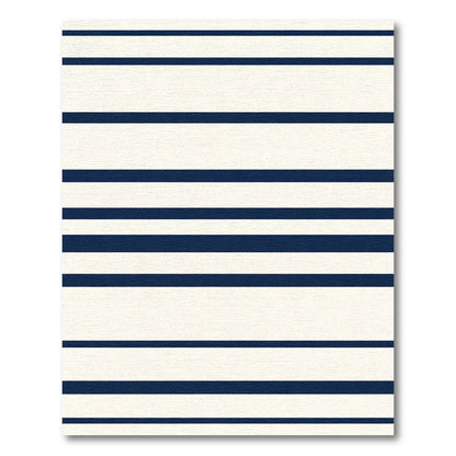 Classic Navy Cream Horizontal Stripes Rug