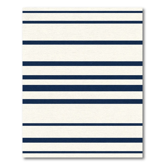 Classic Navy Cream Horizontal Stripes Rug