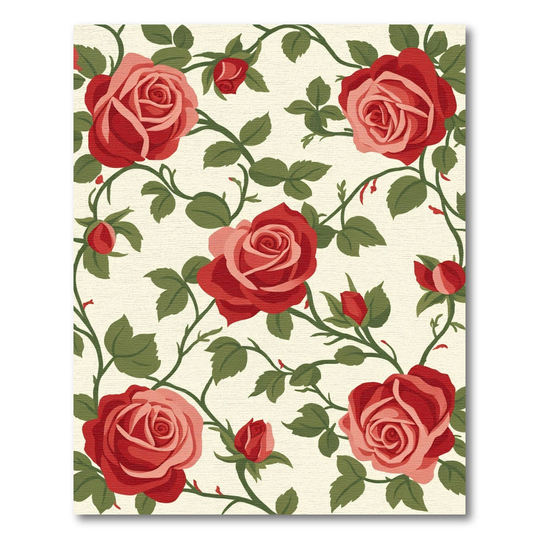 Crimson Rose Vine Floral Rug
