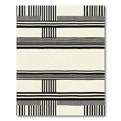 Modern Black White Stripe Geometric Rug