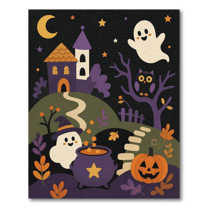 Spooky Ghost Cauldron Halloween Kids Area Rug