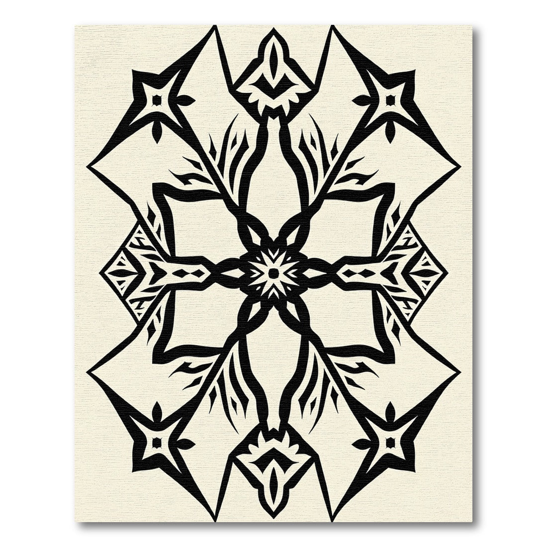 Black White Geometric Mandala Rug