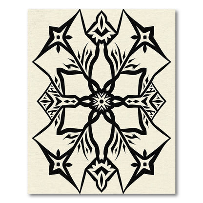 Black White Geometric Mandala Rug