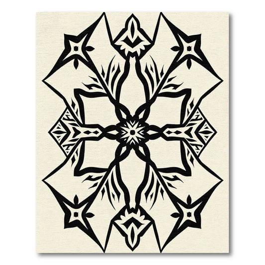 Black White Geometric Mandala Rug