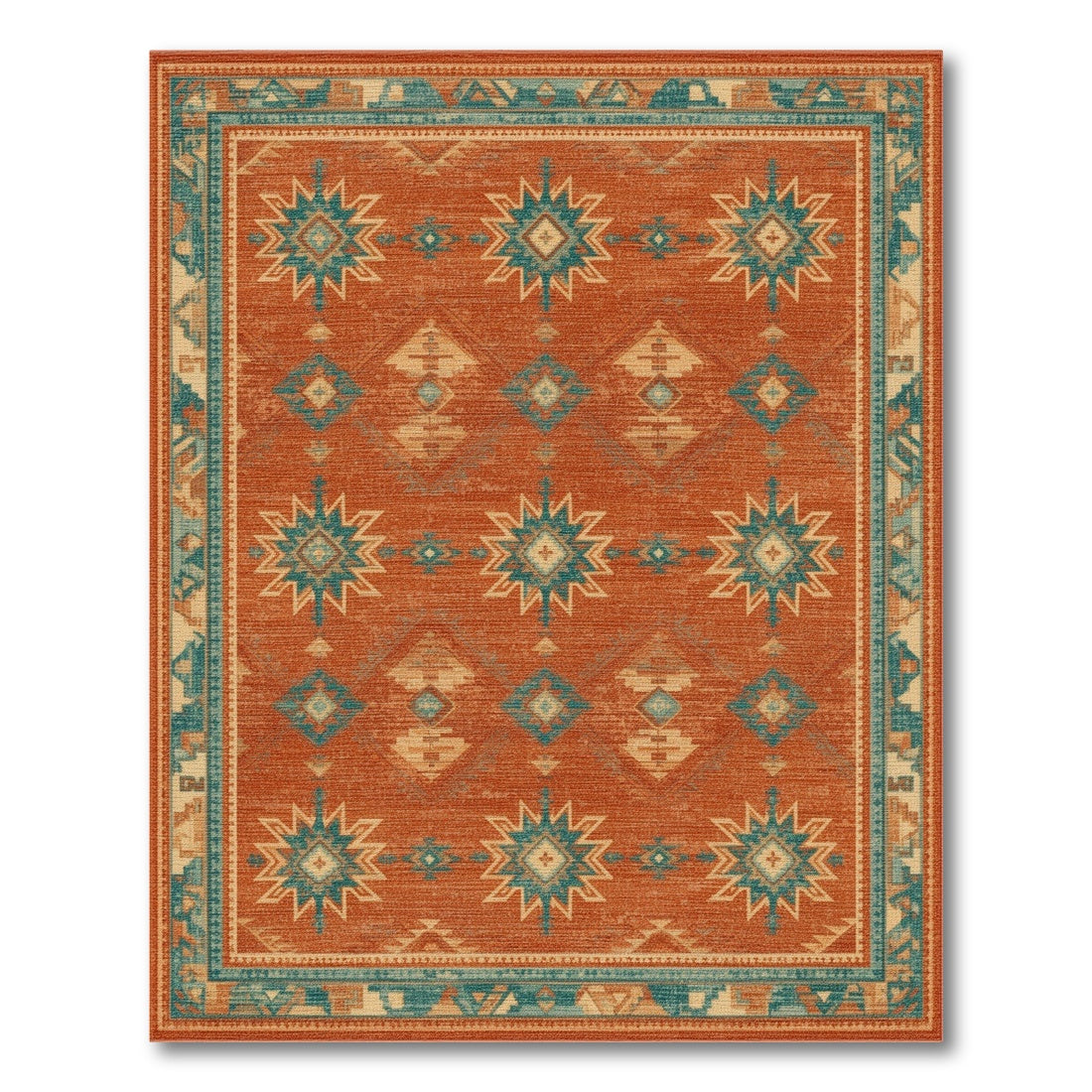 Orange Southwestern Geometric Area Rug