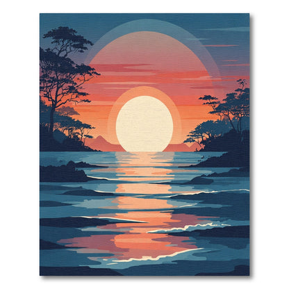 Vibrant Sunset Ocean Reflection Landscape Rug