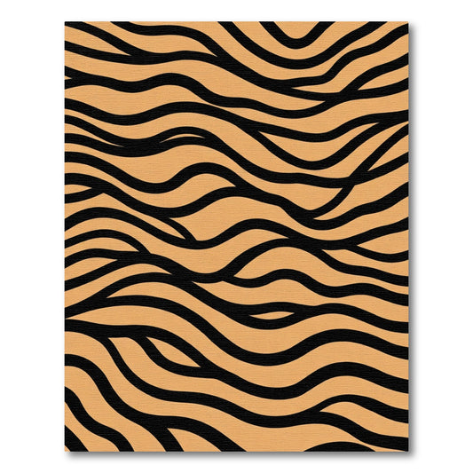 Golden Amber Black Wave Stripe Rug
