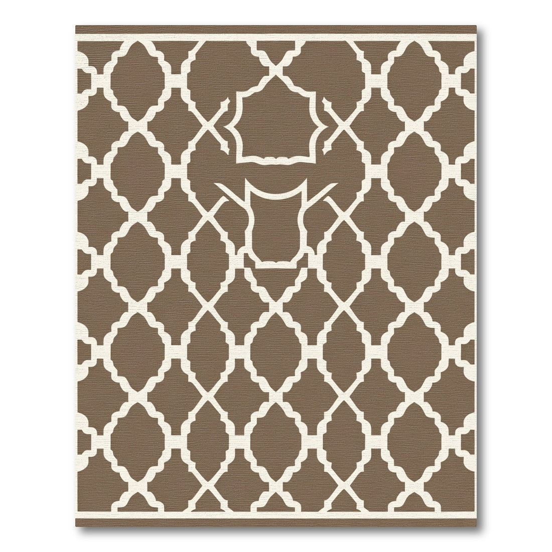 Brown White Arabesque Lattice Rug