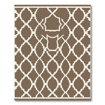 Brown White Arabesque Lattice Rug