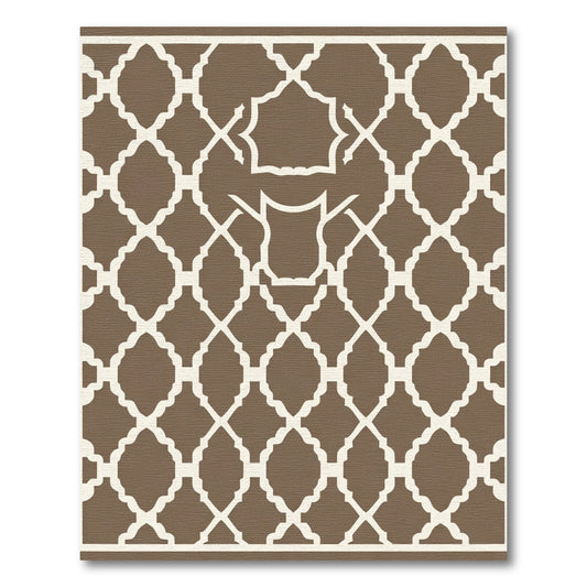 Brown White Arabesque Lattice Rug
