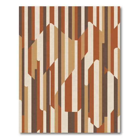 Earthy Abstract Vertical Stripe Shapes Rug