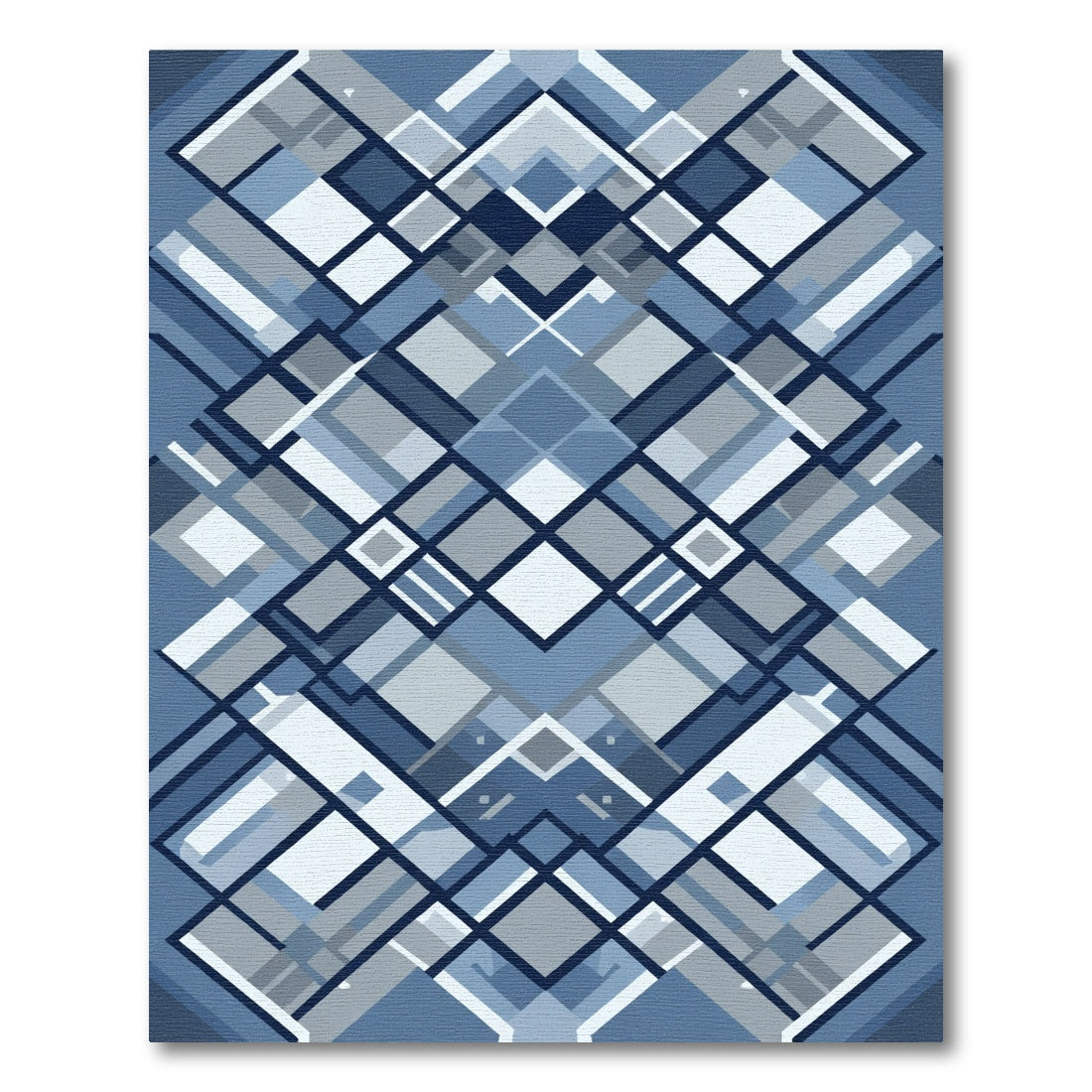 Diamond Mosaic Blue Geometric Overlap Rug