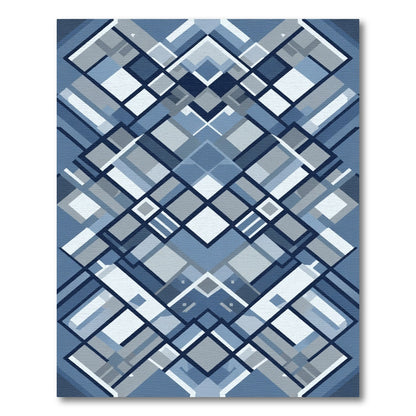 Diamond Mosaic Blue Geometric Overlap Rug