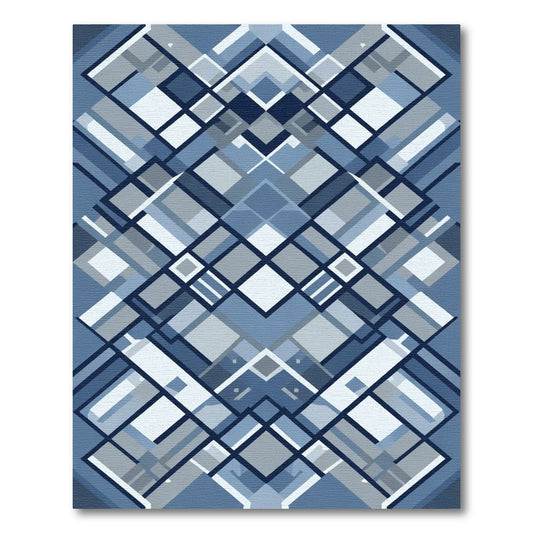 Diamond Mosaic Blue Geometric Overlap Rug