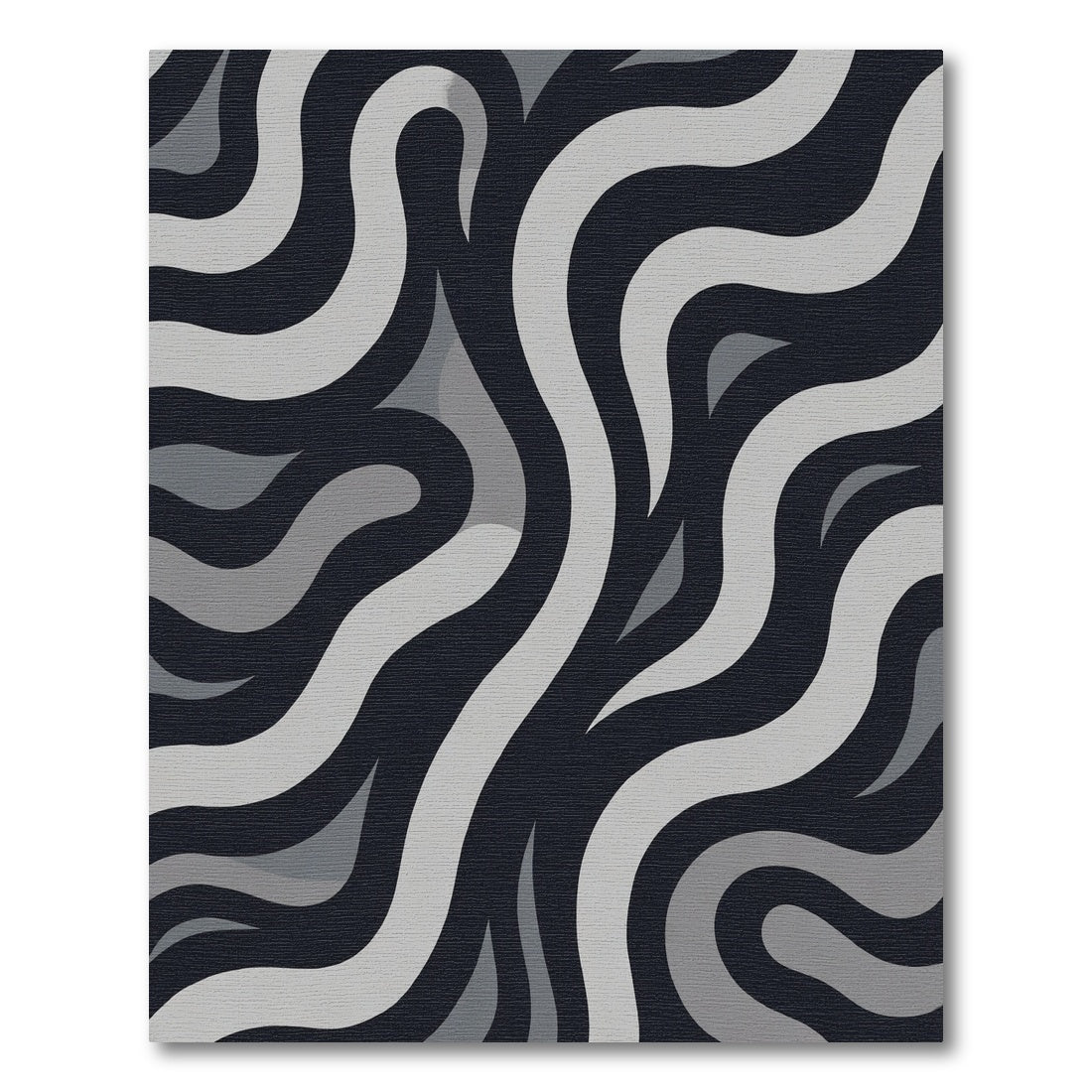 Dark Gray Abstract Wave Organic Rug