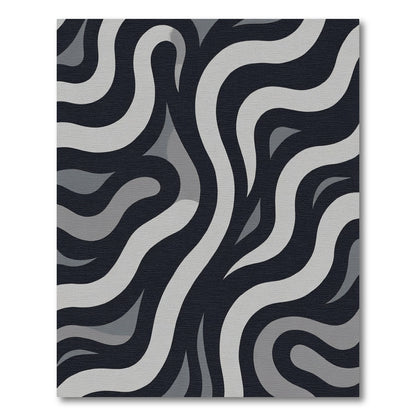 Dark Gray Abstract Wave Organic Rug