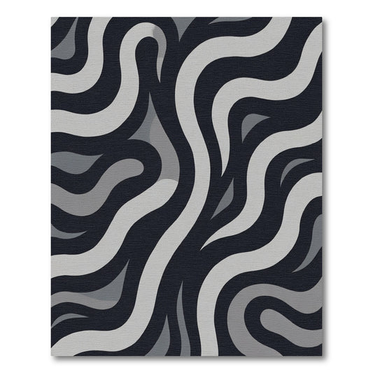 Dark Gray Abstract Wave Organic Rug
