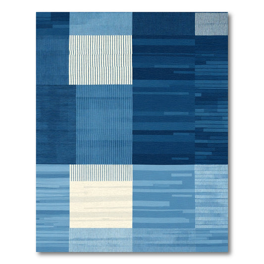 Ombre Blue Abstract Vertical Stripes Rug