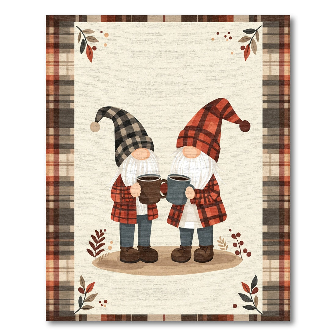 Cozy Gnomes Plaid Autumn Warmth Rug