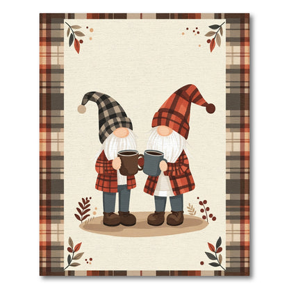 Cozy Gnomes Plaid Autumn Warmth Rug