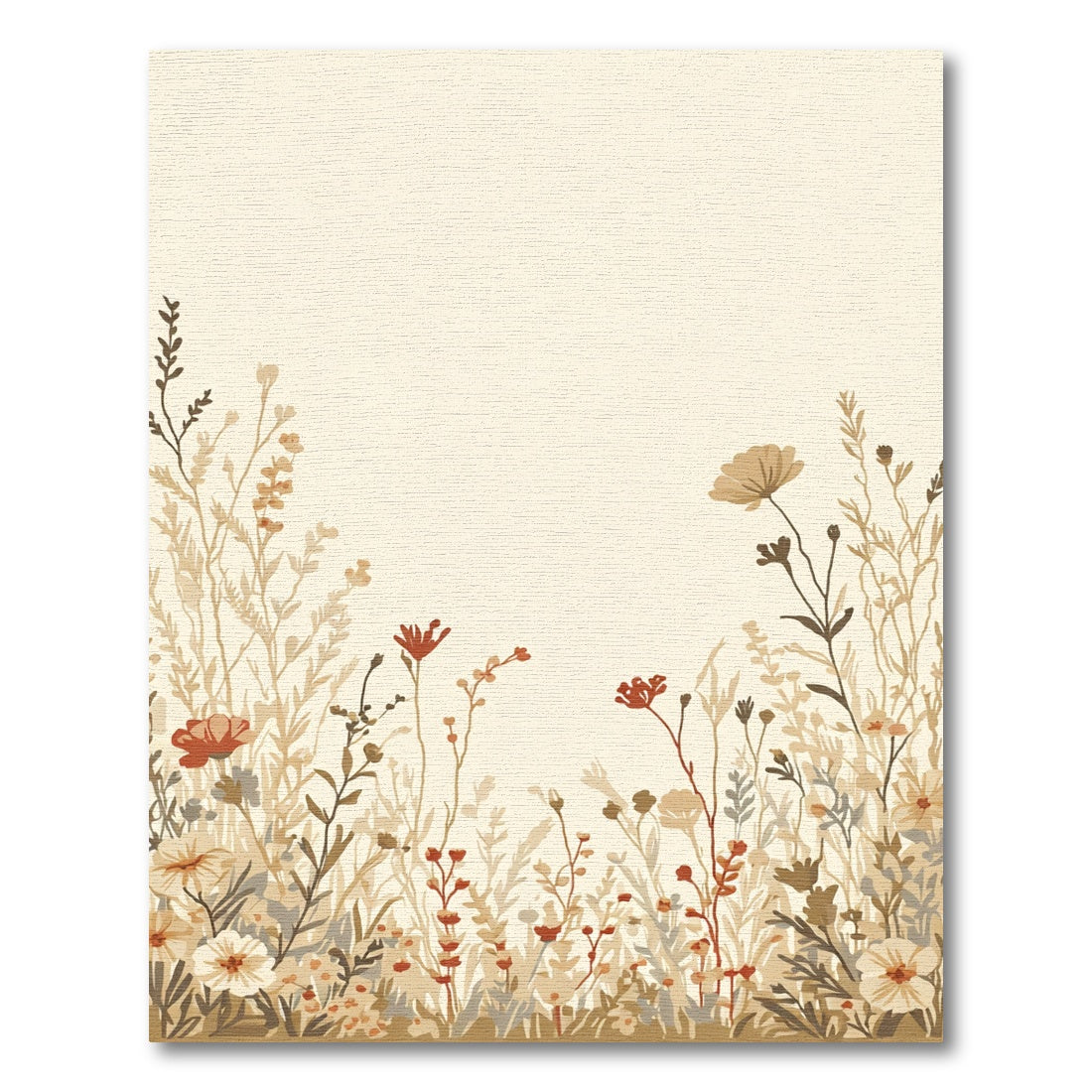 Earthy Botanical Meadow Floral Scene Rug