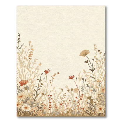 Earthy Botanical Meadow Floral Scene Rug