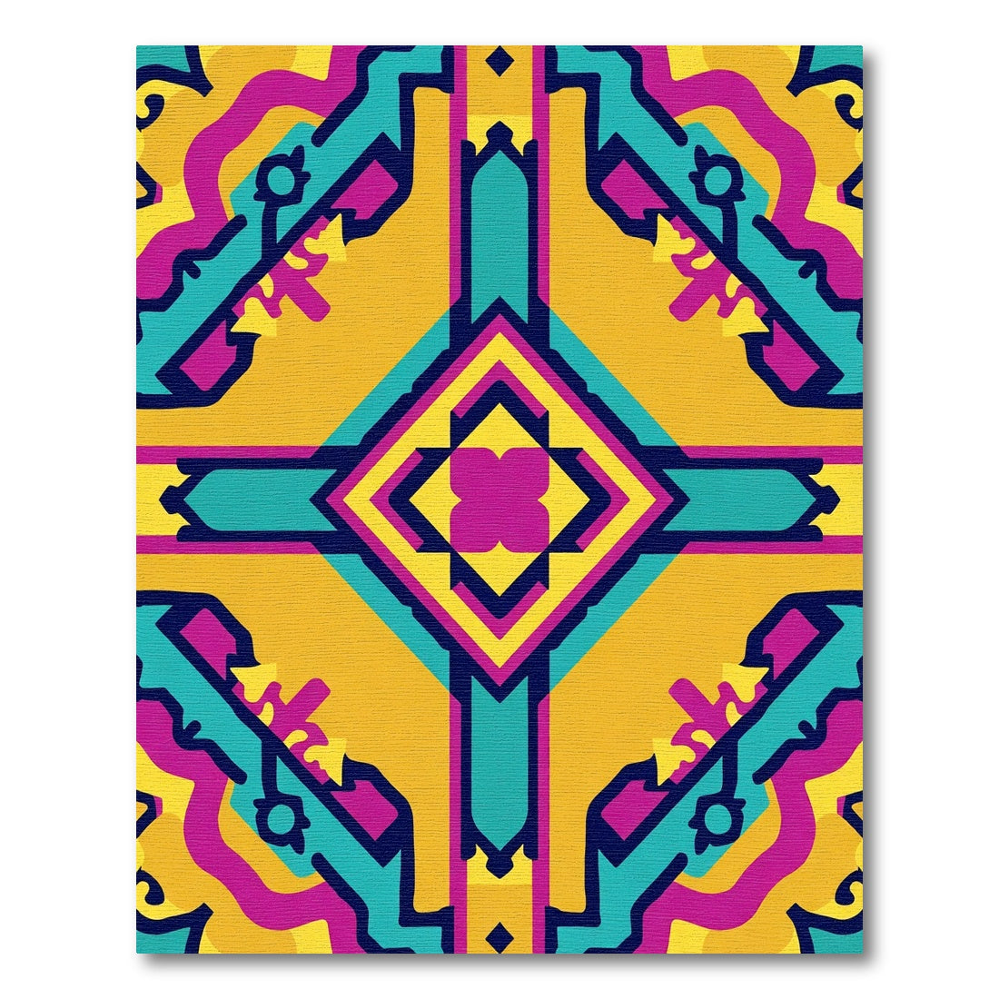 Bold Yellow Teal Magenta Geometric Rug