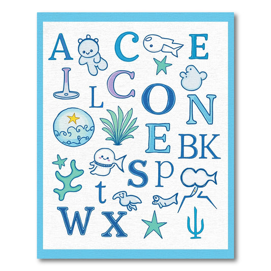 Whimsical Ocean Alphabet Creatures Rug