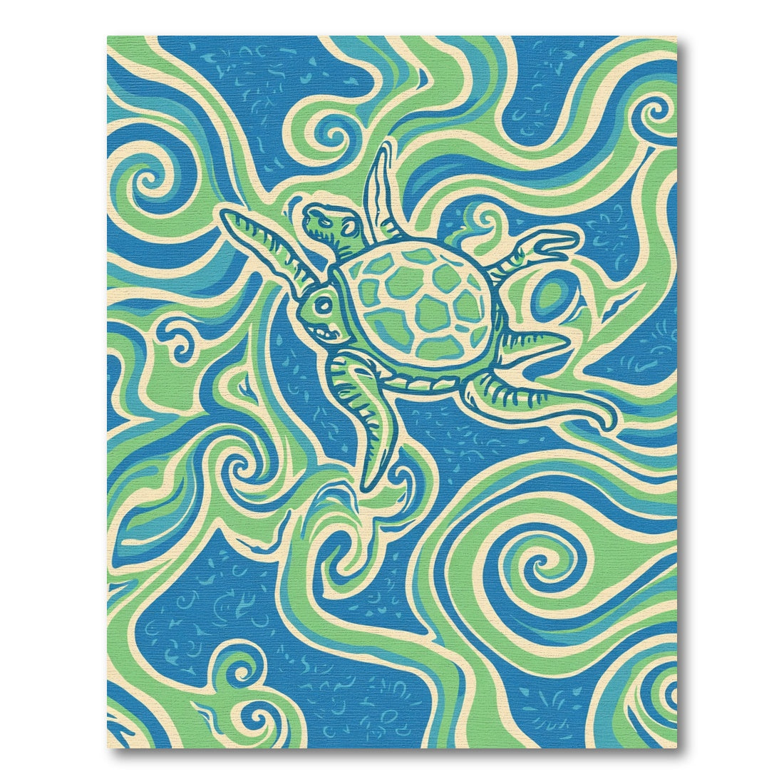 Aqua Sky Blue Green Turtle Swirl Rug