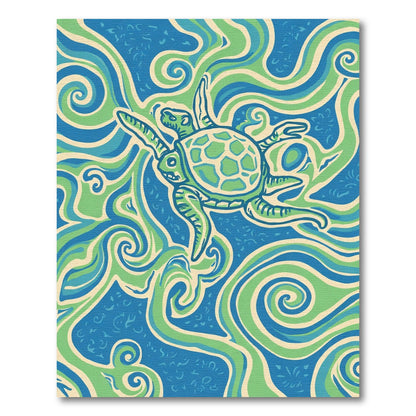 Aqua Sky Blue Green Turtle Swirl Rug