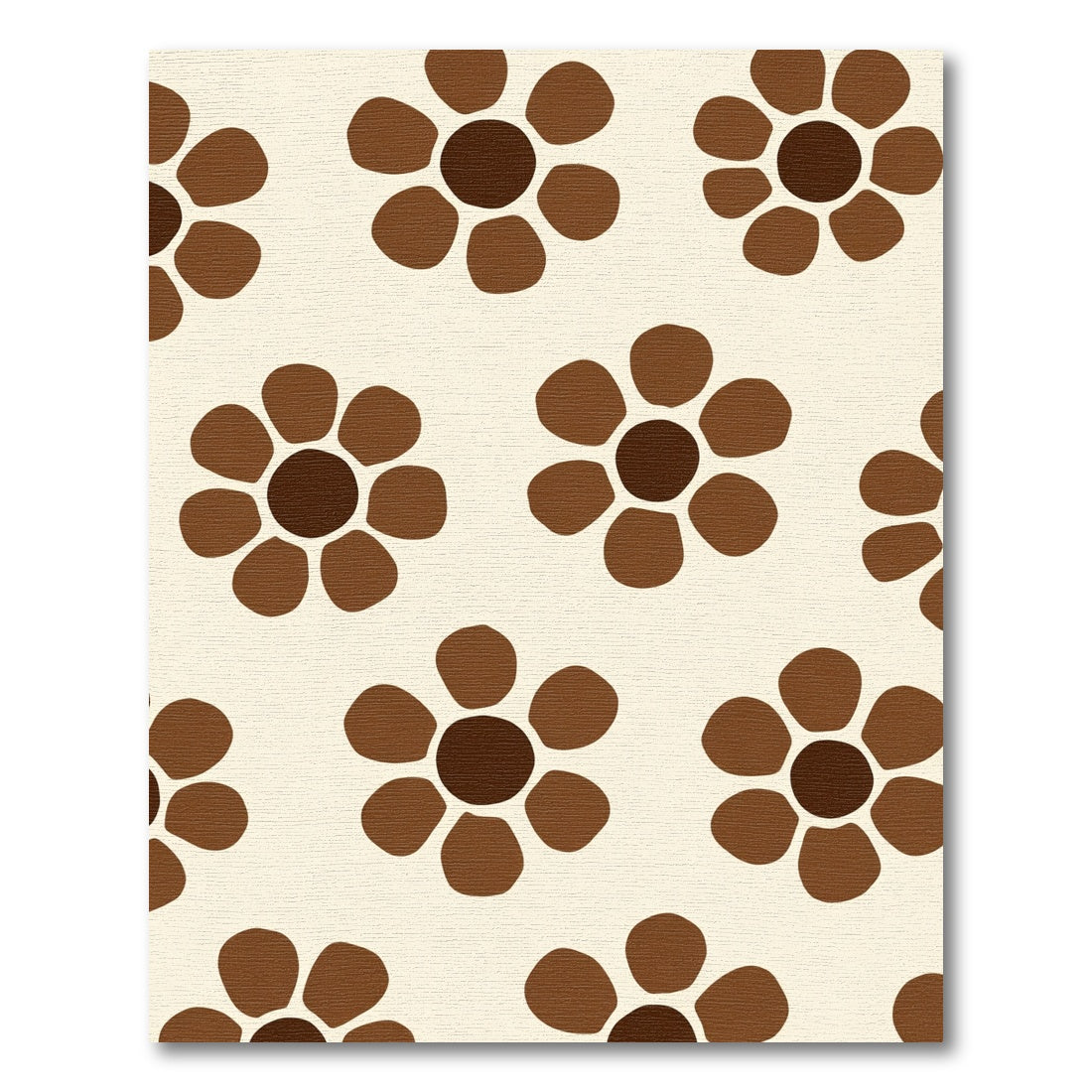 Retro Brown Flower Scatter Rug