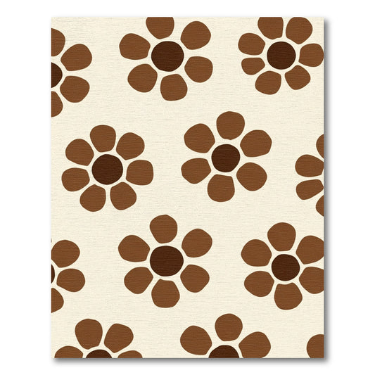 Retro Brown Flower Scatter Rug