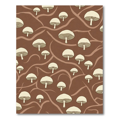 Cream Mushroom Woodland Earthy Ground Rug
