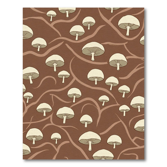 Cream Mushroom Woodland Earthy Ground Rug