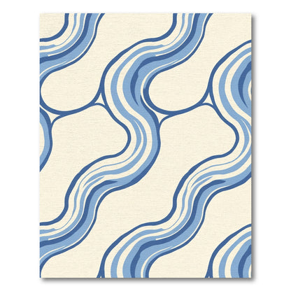 Curving Blue Water Stream Rug